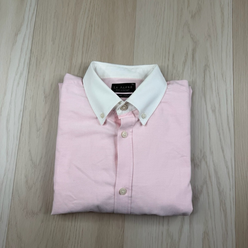 Le Alfre Le Original Oxford Button Down Shirt Pink White Collar Mens Size XL